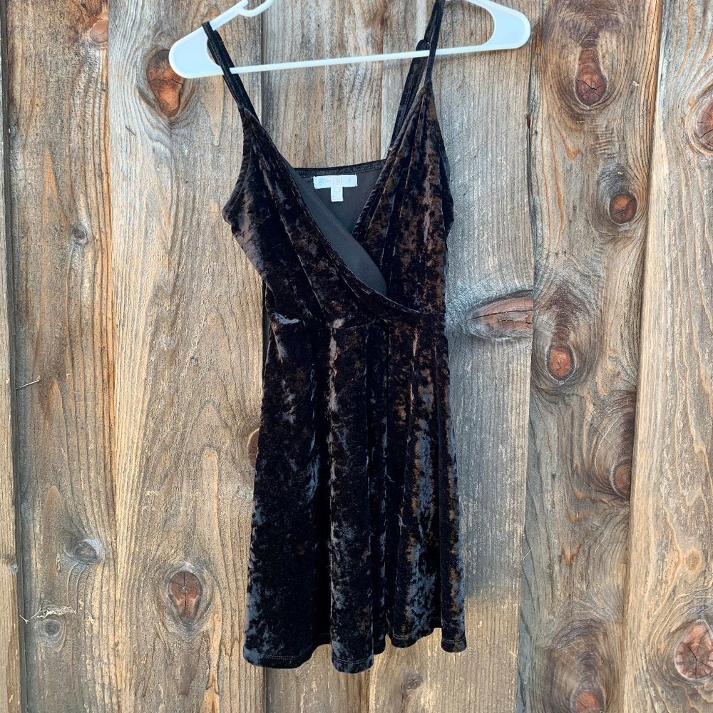 Love, Fire black velvet wrap dress